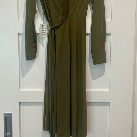 Joyfolie Olive Long Sleeve Wrap Dress - Picture 4 of 6